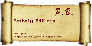 Pethely Bónis névjegykártya